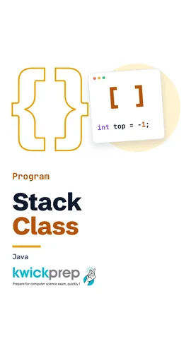 Reel showing a stack class with an array, top index, push and pop.