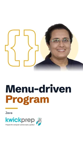 Three points defining a menu-driven program, with an ATM-style list of numbered choices.