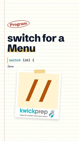 A switch statement with cases for area and perimeter, break statements and a default case.