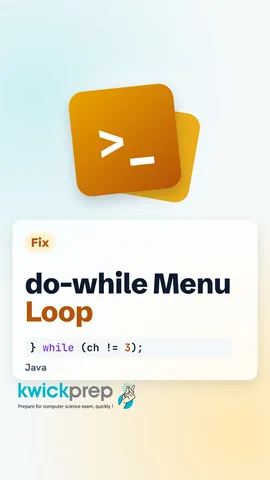 A do-while loop wrapping a menu, repeating while the choice is not the exit number.