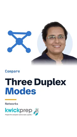 A table of simplex, half duplex and full duplex modes with keyboard, walkie-talkie and phone call examples.