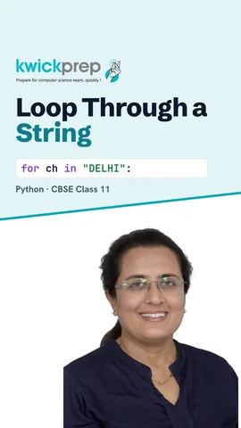 For loop printing each letter of DELHI on one line, separated by spaces.