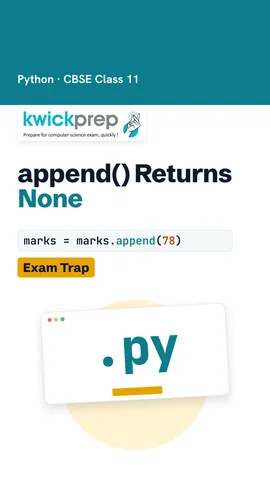 Code marks = marks.append(78) printing None.