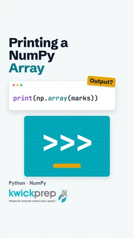 Python code converting a marks list to a NumPy array; output shows [88 75 92] without commas.