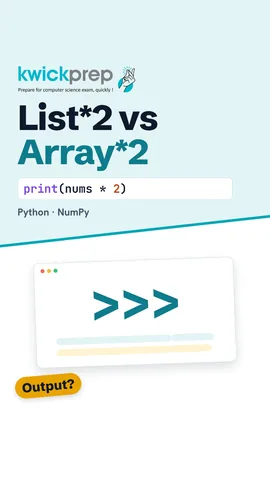 Python code comparing nums * 2 for a list and a NumPy array, with both outputs shown.