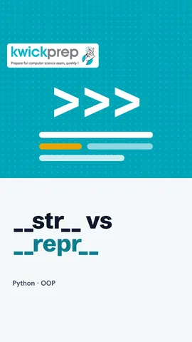 Slide comparing Python __str__ and __repr__ and when each is used.