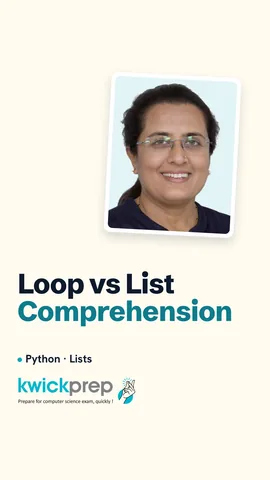 Python code building squares with a loop and a comprehension and printing a == b as True.