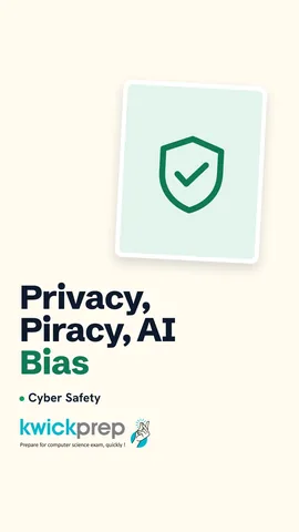 Three ethical issues listed: privacy, piracy, AI decisions.