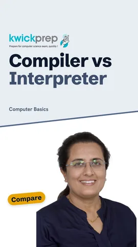 Table: reads whole code vs line by line, errors all at end vs stops at one, executable yes or no.