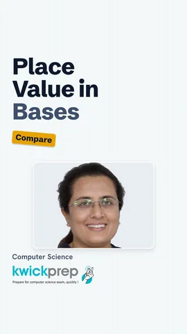 Table of place values for base 2, 8, 10 and 16.