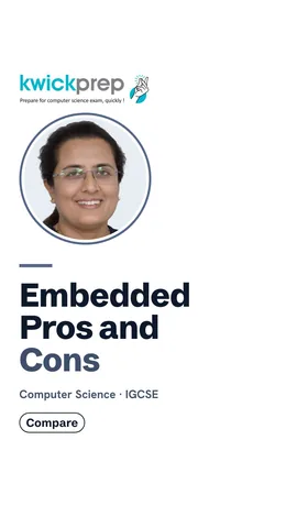 Two columns listing advantages and limitations of embedded systems.