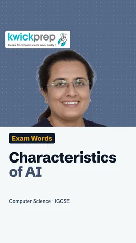 List of three characteristics of AI in Cambridge syllabus words.
