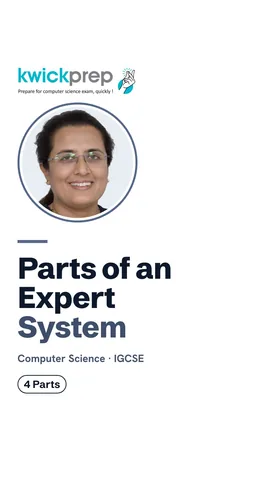Table of the four parts of an expert system and their roles.