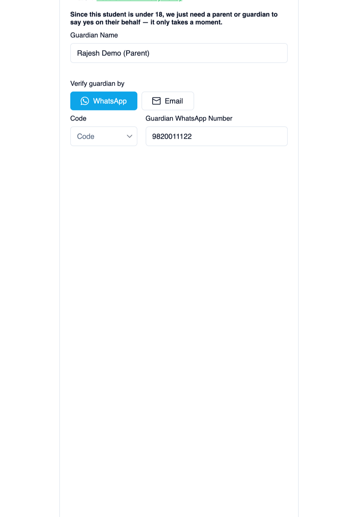 Guardian consent, under 18